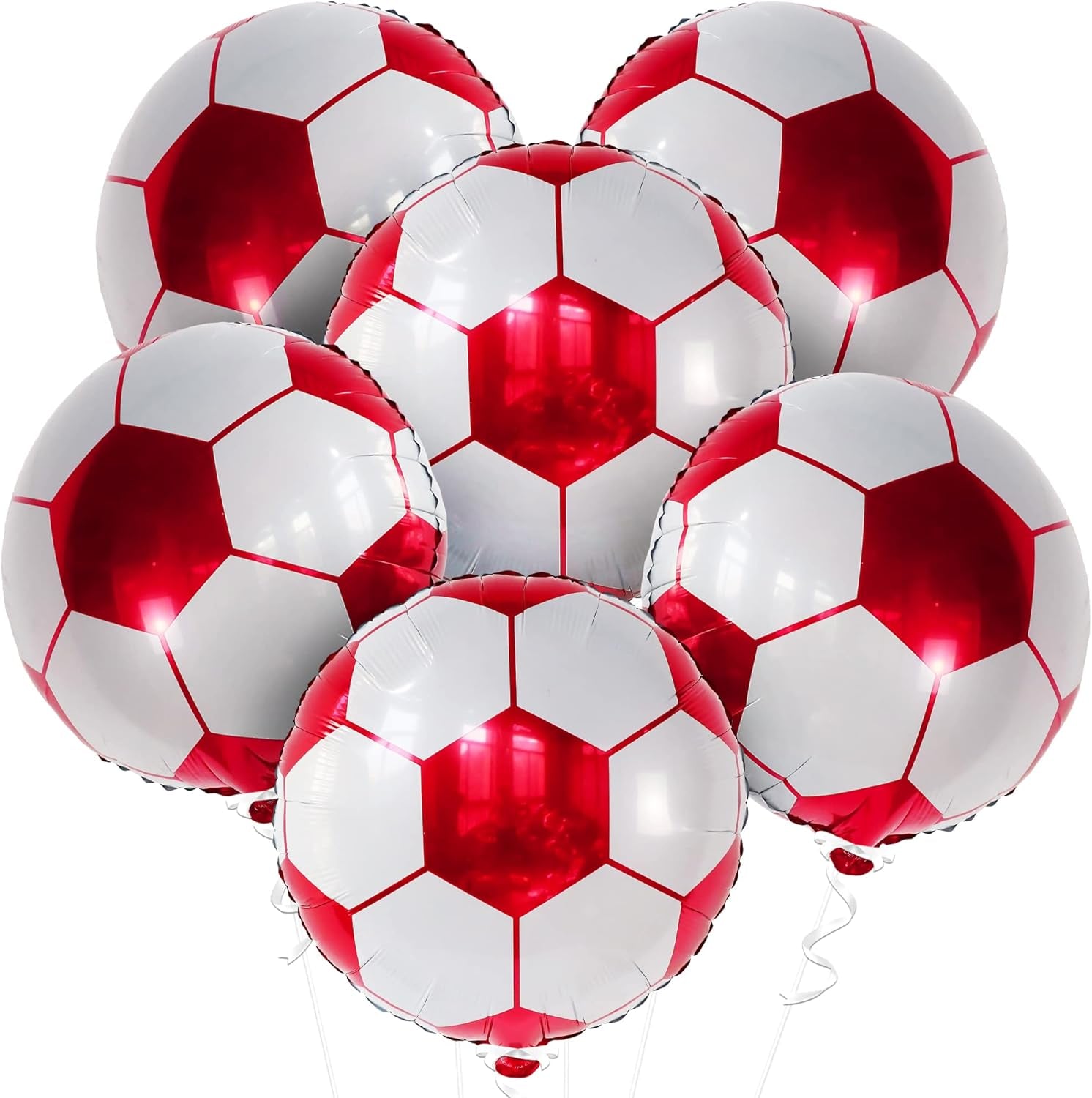 , Red Soccer Balloons -18 Inch, Pack of 6 | Soccer Birthday Party Decorations, Sports Themed Party Decorations | Soccer Decorations for Party with Red and White Balloons