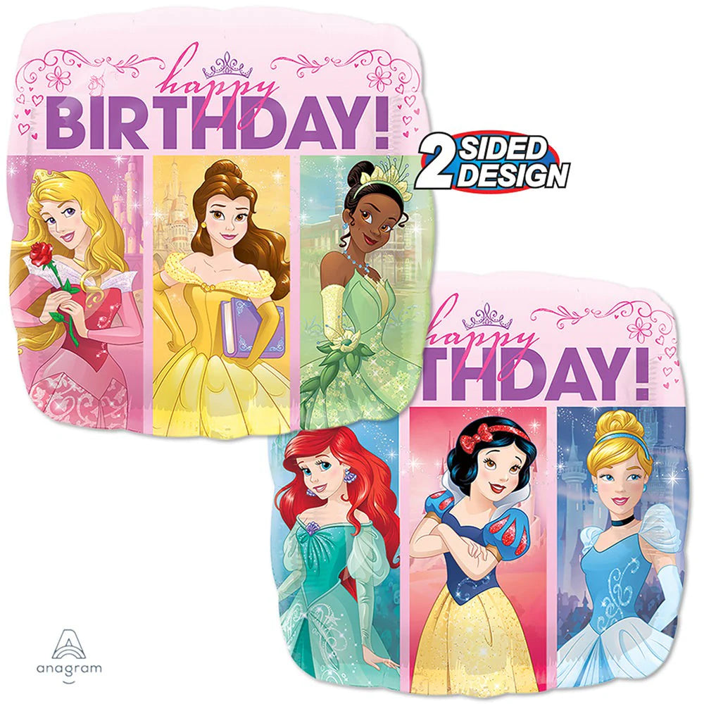 18" Happy Birthday Princesses 2-Sided Helium Foil Balloon 1ct #33807
