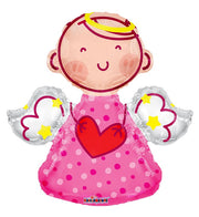 28" Pink Angel Shape Balloons Girl #35278