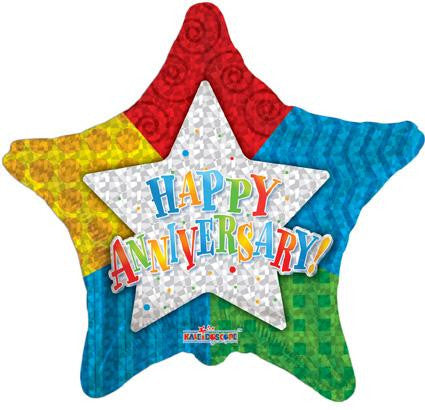 18" Anniversary Star Shape Helium Foil Balloon(5 PACK)  #19174