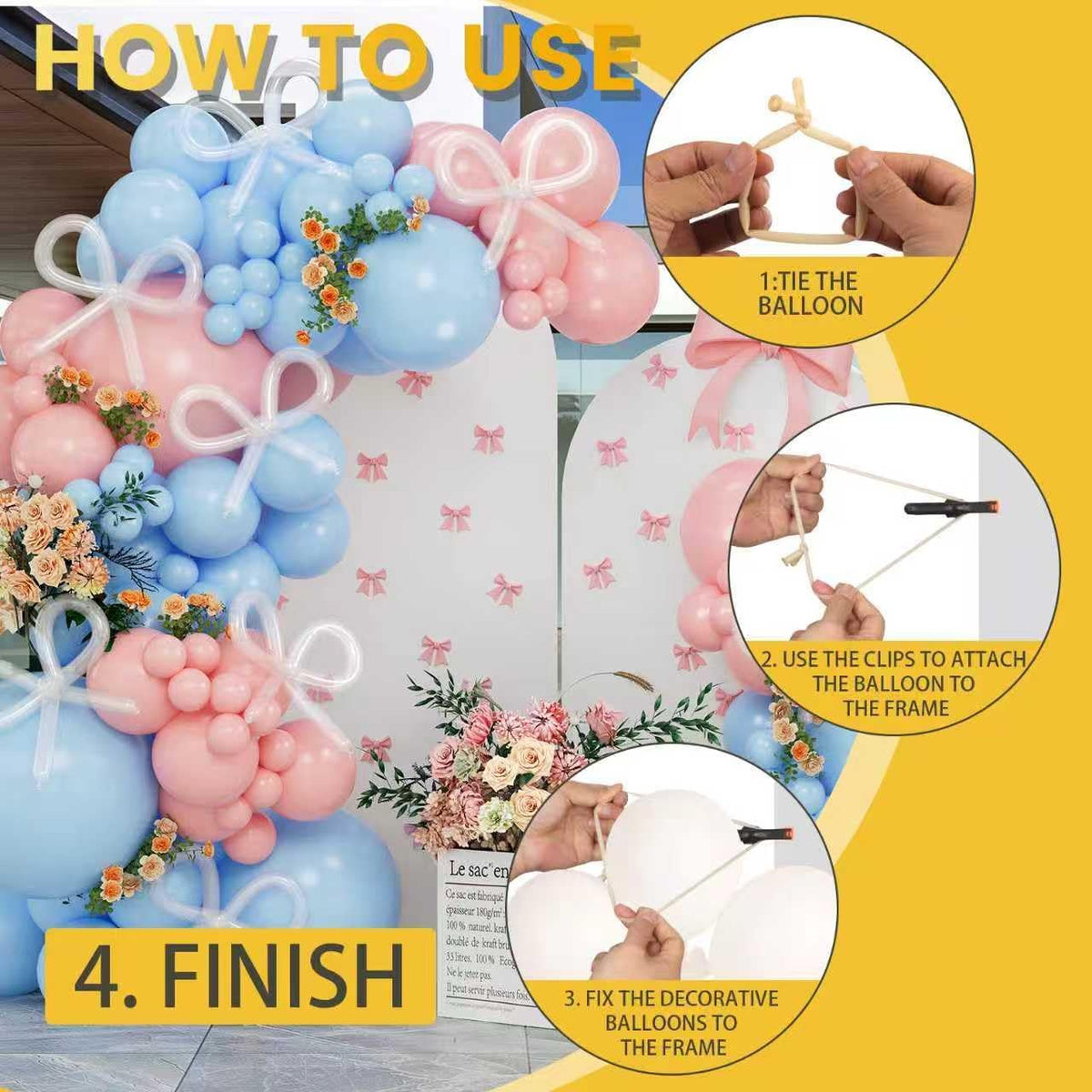 12-Pack Black Balloon Arch Clips - Balloon Arch Kit for Elegant Party Decorations