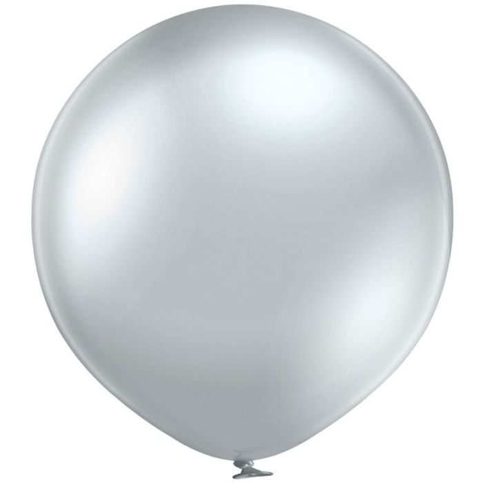 24" Glossy Silver Premium Quality Balloons 1 per bag #13624