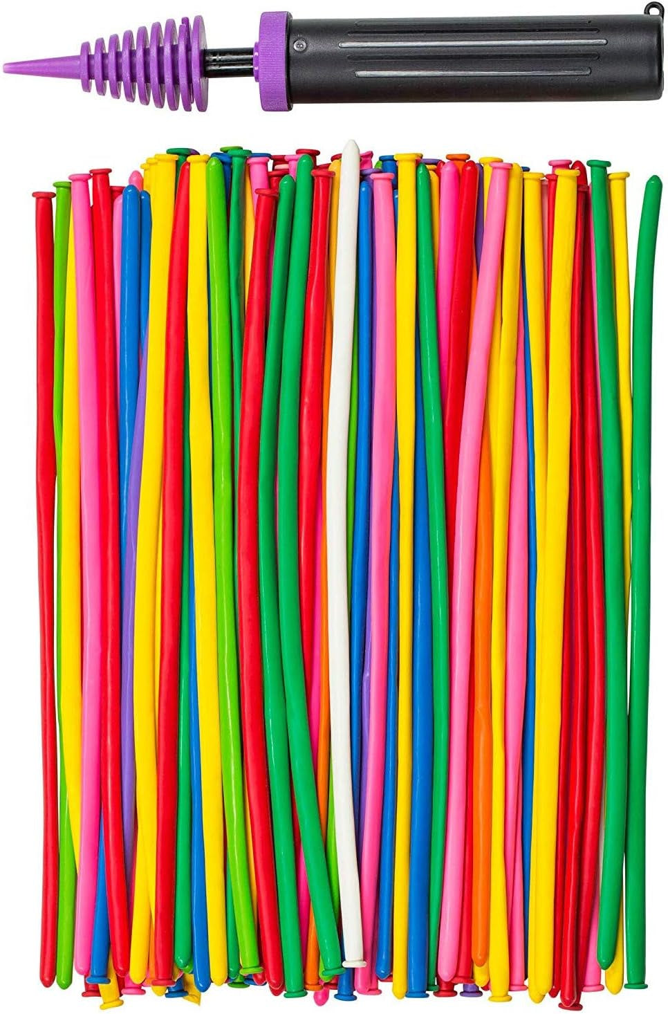 200 PCS Latex Twisting 260Q Magic Balloons - Assorted Color Long for Animal Shape Party, Birthdays, Clowns, Weddings Decorations (With 1PCS Pump)