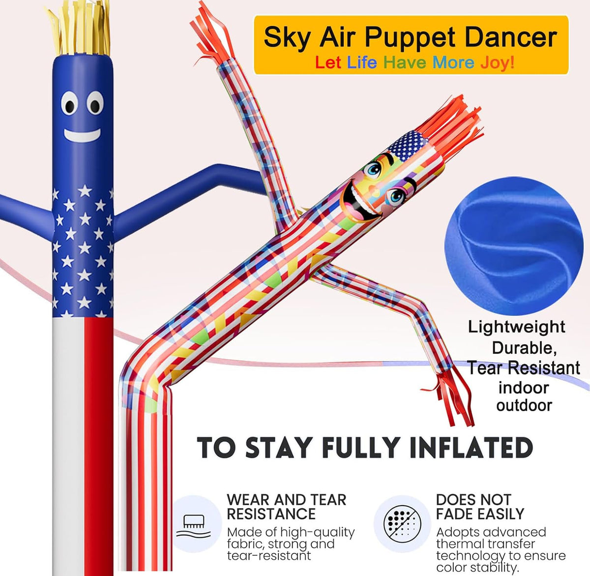 7FT Inflatable Tube Man with 1Pc Blower & 2Pc Dancer, Sky Air Waving Puppet Dancer, Blow up Wacky Wavy Inflatable Flappy Arm Guy for Party, Amusement Park,Outdoor Decoration Advertising