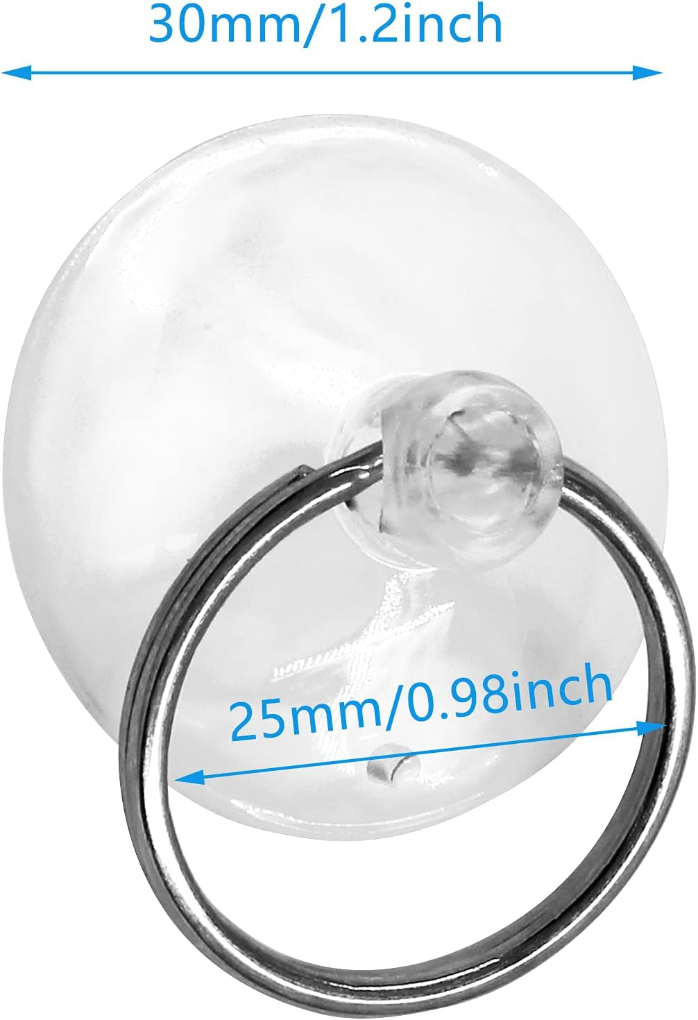 12-Piece Clear Suction Cup Set with Ring, 1.2" (30mm) PVC Sucker Pads