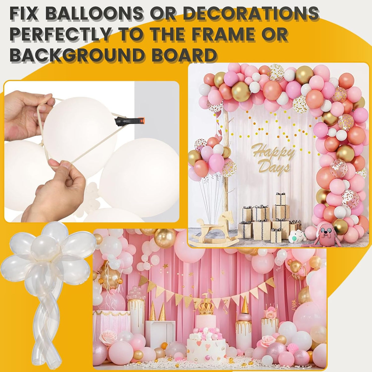 12-Pack Black Balloon Arch Clips - Balloon Arch Kit for Elegant Party Decorations