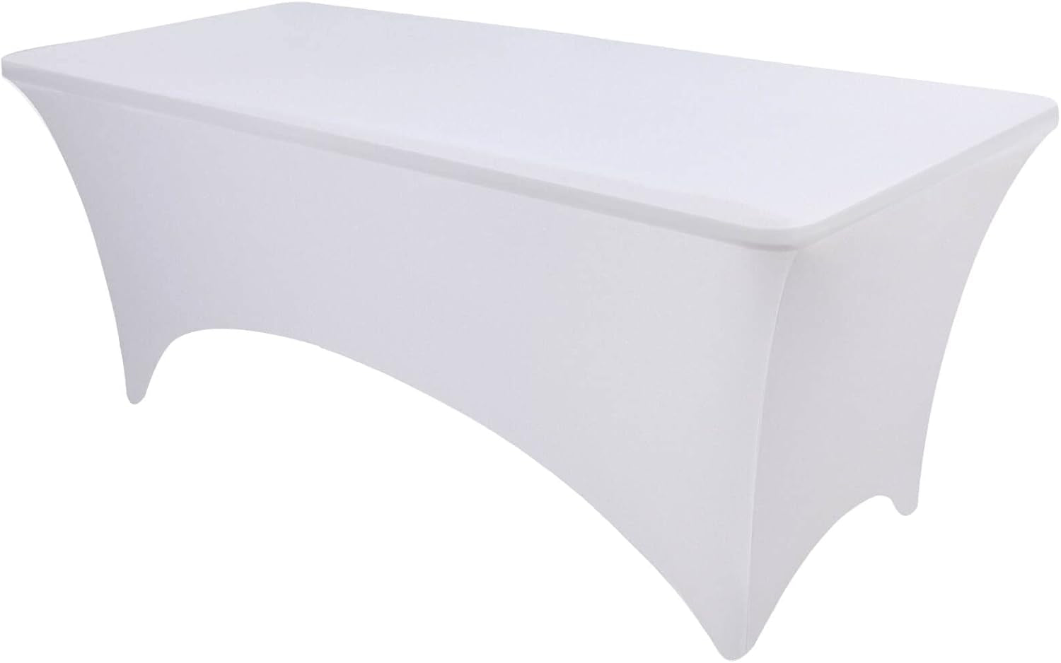 Fitted Rectangle Tablecloth White 8 Feet Table Clothes - Elastic Spandex Massage Bed Table Cover, Stretch Wrinkle Free Linens for Party, Wedding, Birthday, Banquet, Vendor