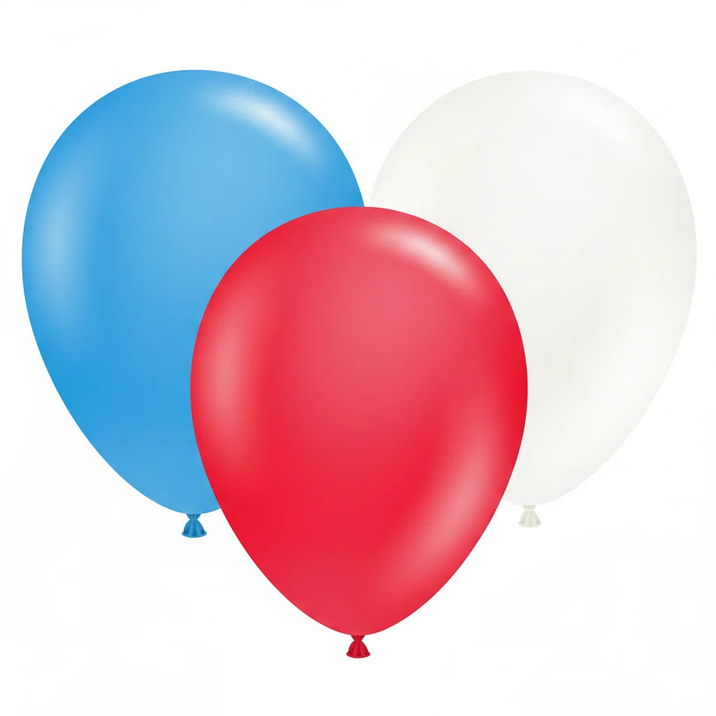 11" TUFTEX Patriotic Assorted (Red,White,Blue) Latex Balloons 100ct #10000