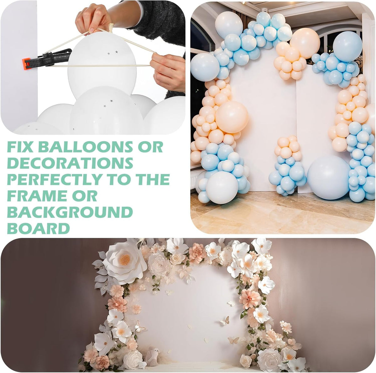 12-Piece Balloon Arch Clip Set with 100 Clear 260 Balloons