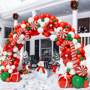 Christmas Balloon Garland Arch Kit - Includes Red and White Candy Balloons, Gift Box Balloons, and Red Star Balloons for Holiday Party Decorations
