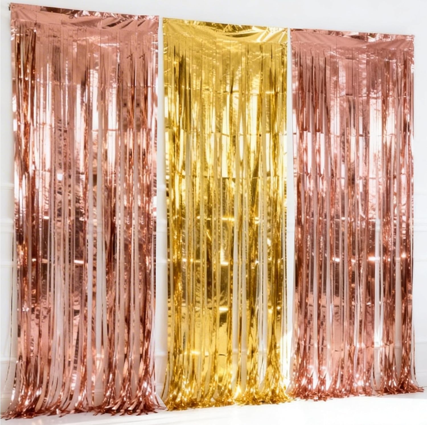 3-Pack Black Gold Foil Fringe Curtain,Party Decoration Streamer | 9.9*6.5Ft Party Backdrop,Birthday Tinsel,Happy Retirement Back Drop,Graduation ,Farewell,Summer Back to School