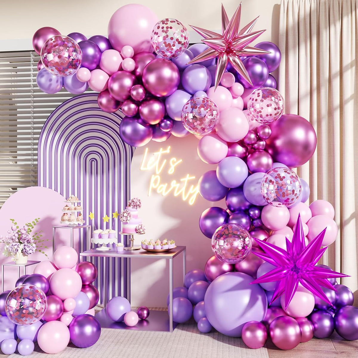 Black Purple Blue Balloon Arch Kit for Birthday Decorations