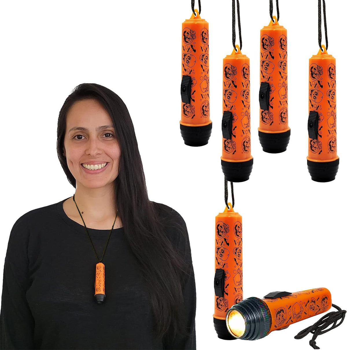 Halloween Spooky Flash-Light Necklace, Dress-Up Costume Accessory, Halloween Party Favor