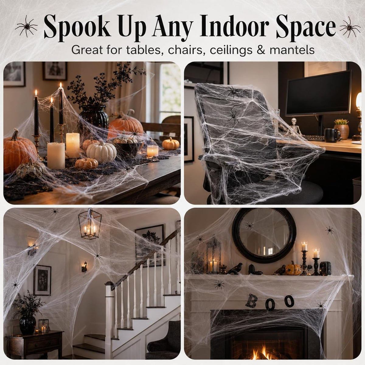1100 Sqft Halloween Spider Webs - Outdoor Cobwebs with 40 Spiders
