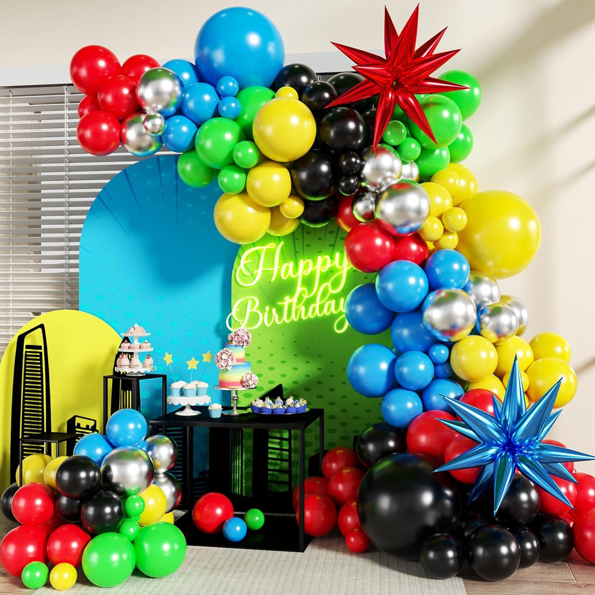Black Purple Blue Balloon Arch Kit for Birthday Decorations