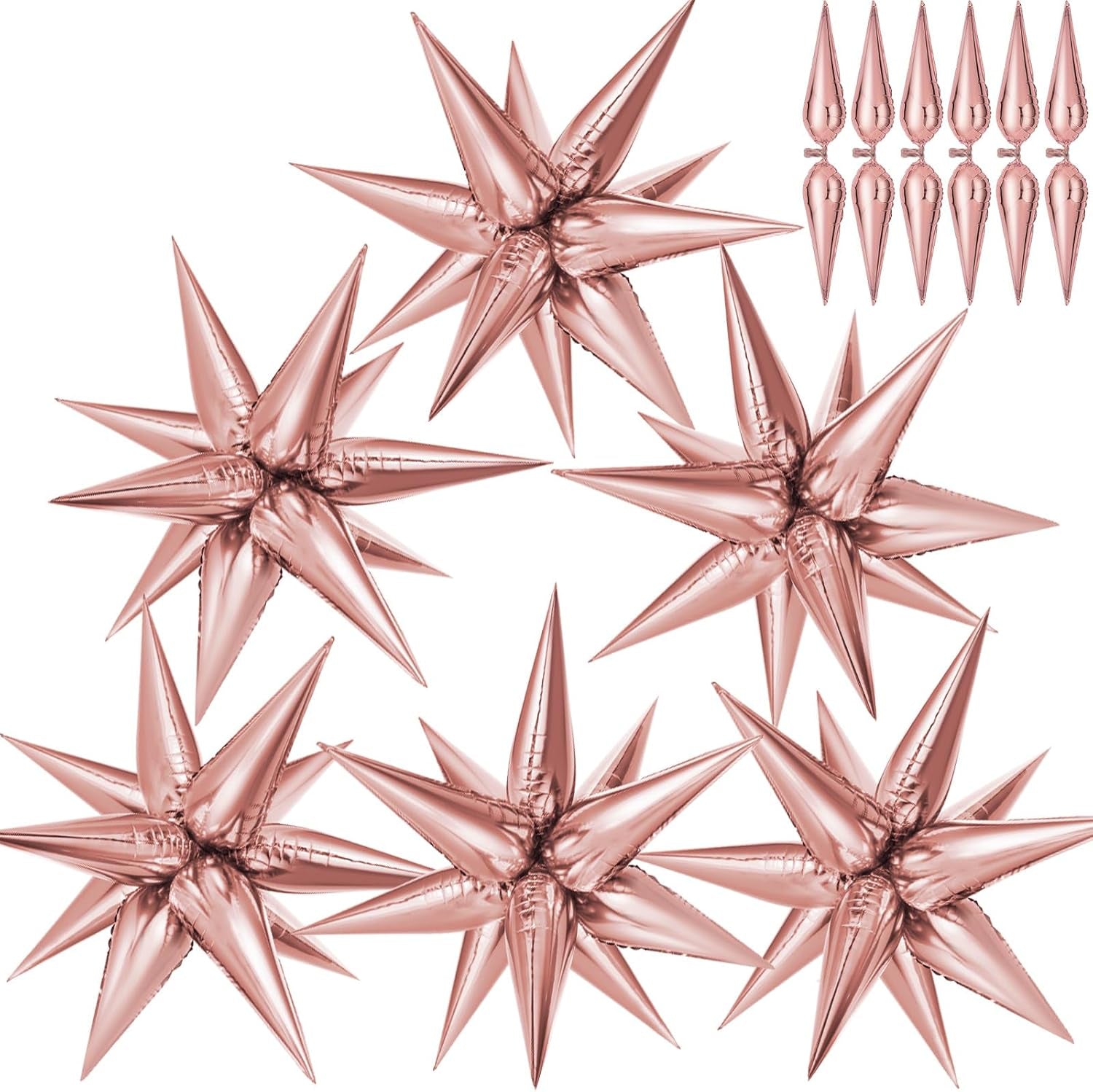 74 PCS Silver Star Balloons, 12 Point Star Foil Mylar Balloons Spike Explosion Cone Balloon for Party Decorations Supplies, Birthday, Wedding, Baby Shower, Graduation Balloon 2025