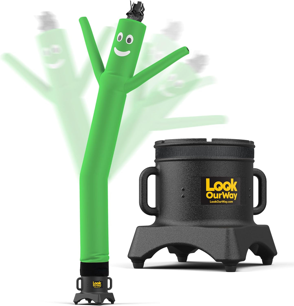 Air Dancers Wacky Waving Inflatable Tube Guy - 7Ft Tall Inflatable Advertising Waving Dancing Man with Sky Dancer Blower - Green