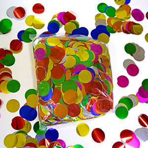Confetti Multi Color 1" Metallic Circles Confetti 1LB Bag