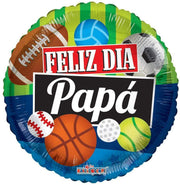 18" Spanish Father's Day Feliz Día Papá Deportes Helium Foil Balloons (5 Pack) #37134