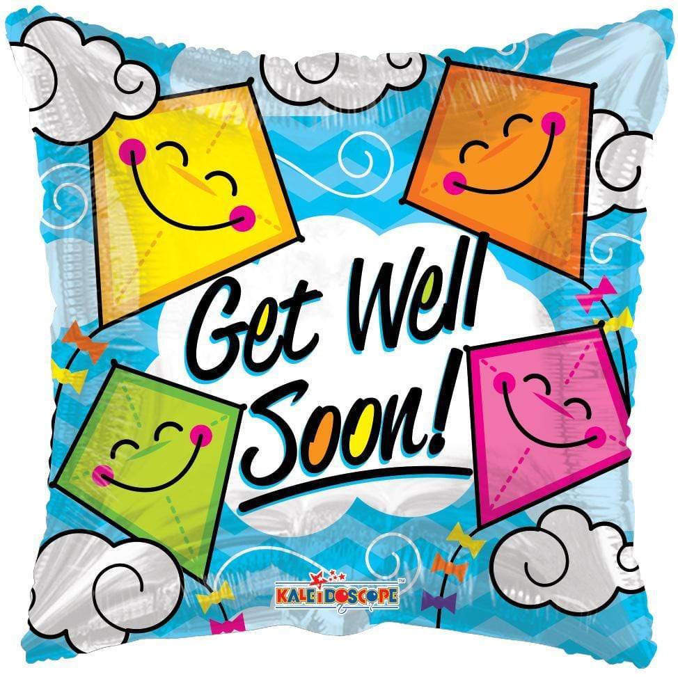 9" Mini Get Well Kites Square Shape Gellibean Balloon Air Fill Only (5 PACK) #15460