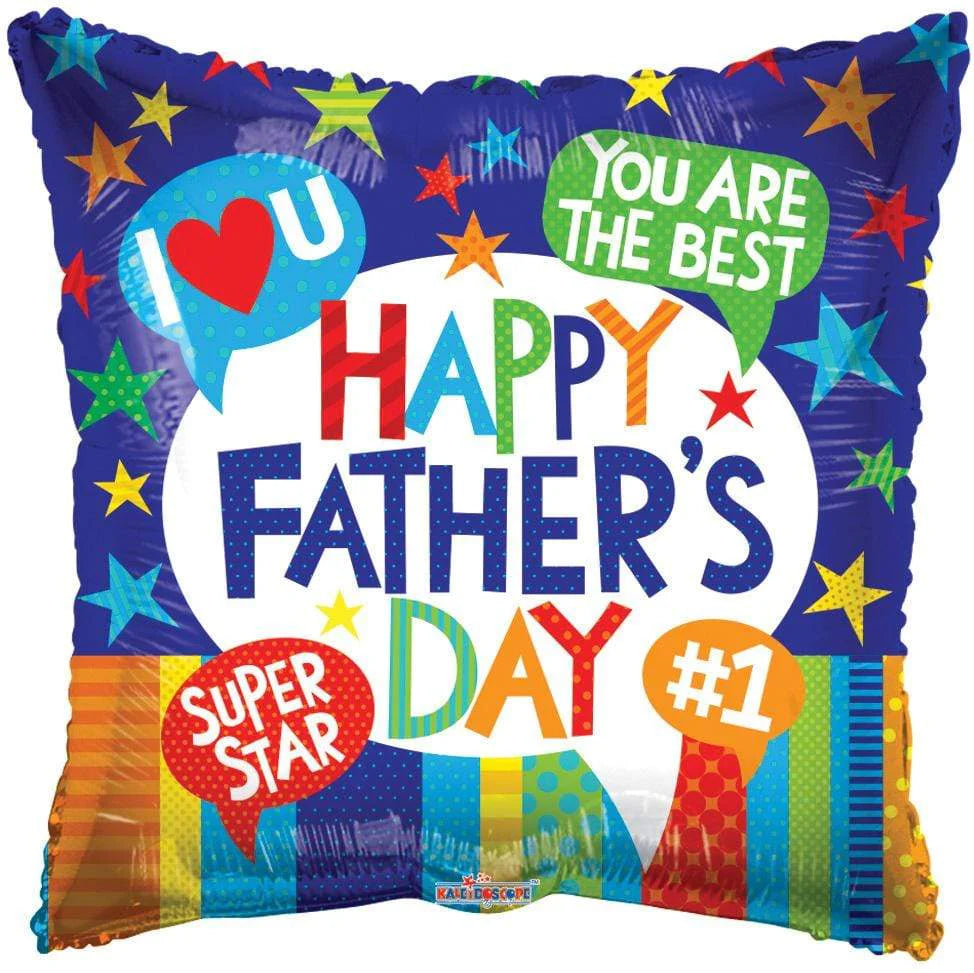 9" Mini Happy Father's Day Messages AIR FILL ONLY Square Foil Balloons (5PACK) #86112