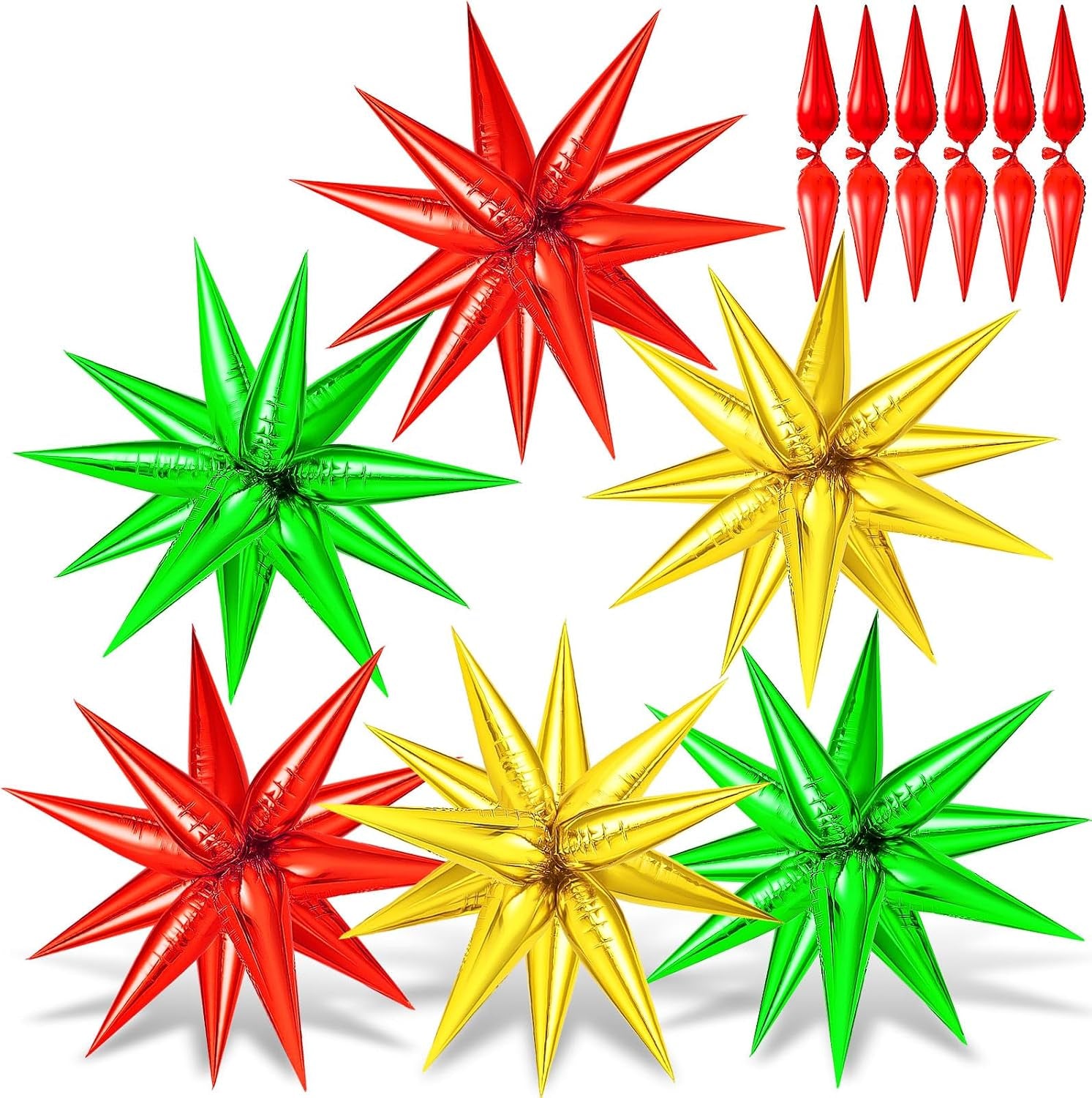 74 PCS Silver Star Balloons, 12 Point Star Foil Mylar Balloons Spike Explosion Cone Balloon for Party Decorations Supplies, Birthday, Wedding, Baby Shower, Graduation Balloon 2025