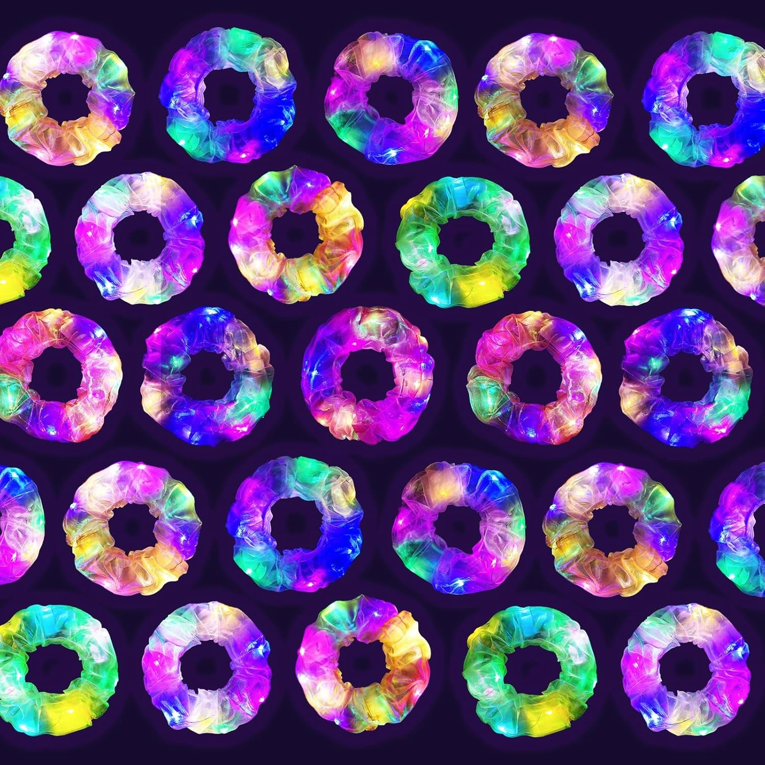 8 Pcs Light up Hair Scrunchies for Girls Women 3 Light Modes, 8 Hour Glow, Glow Party Accessories for Rave Festival