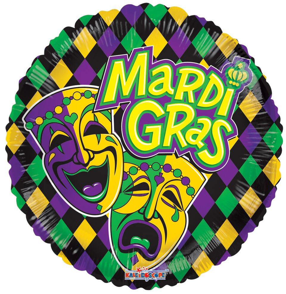 18" Mardi Gras Masks Helium Foil Balloon 5 Pack # 82068 image 0