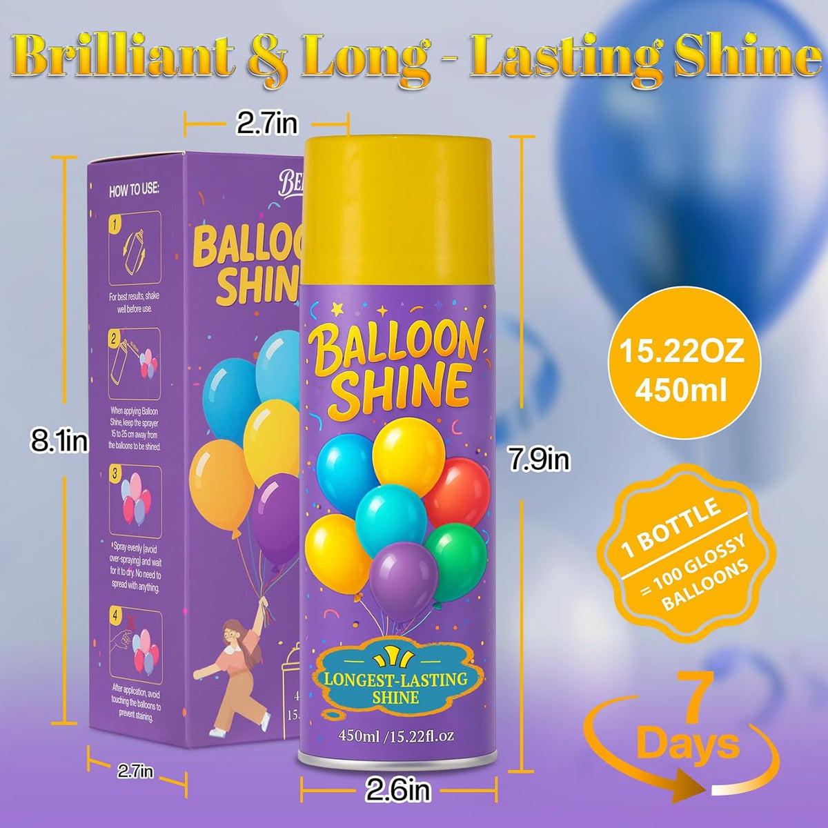 Balloon Shine Spray - 15 oz Silicone Formula for Parties