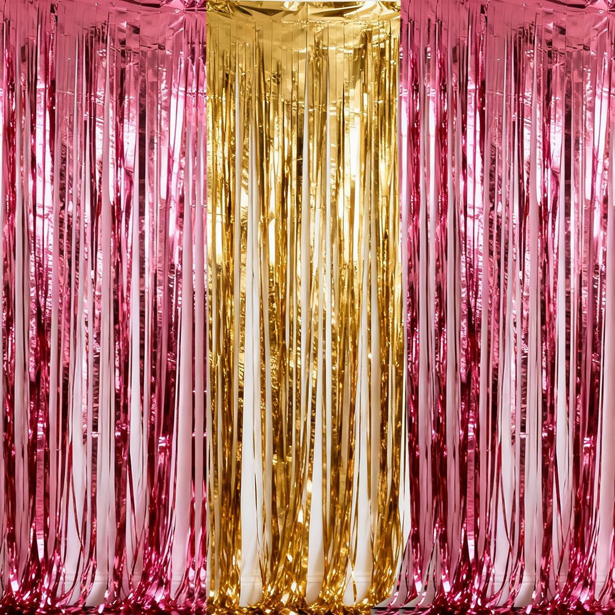 3-Pack Black Gold Foil Fringe Curtain,Party Decoration Streamer | 9.9*6.5Ft Party Backdrop,Birthday Tinsel,Happy Retirement Back Drop,Graduation ,Farewell,Summer Back to School