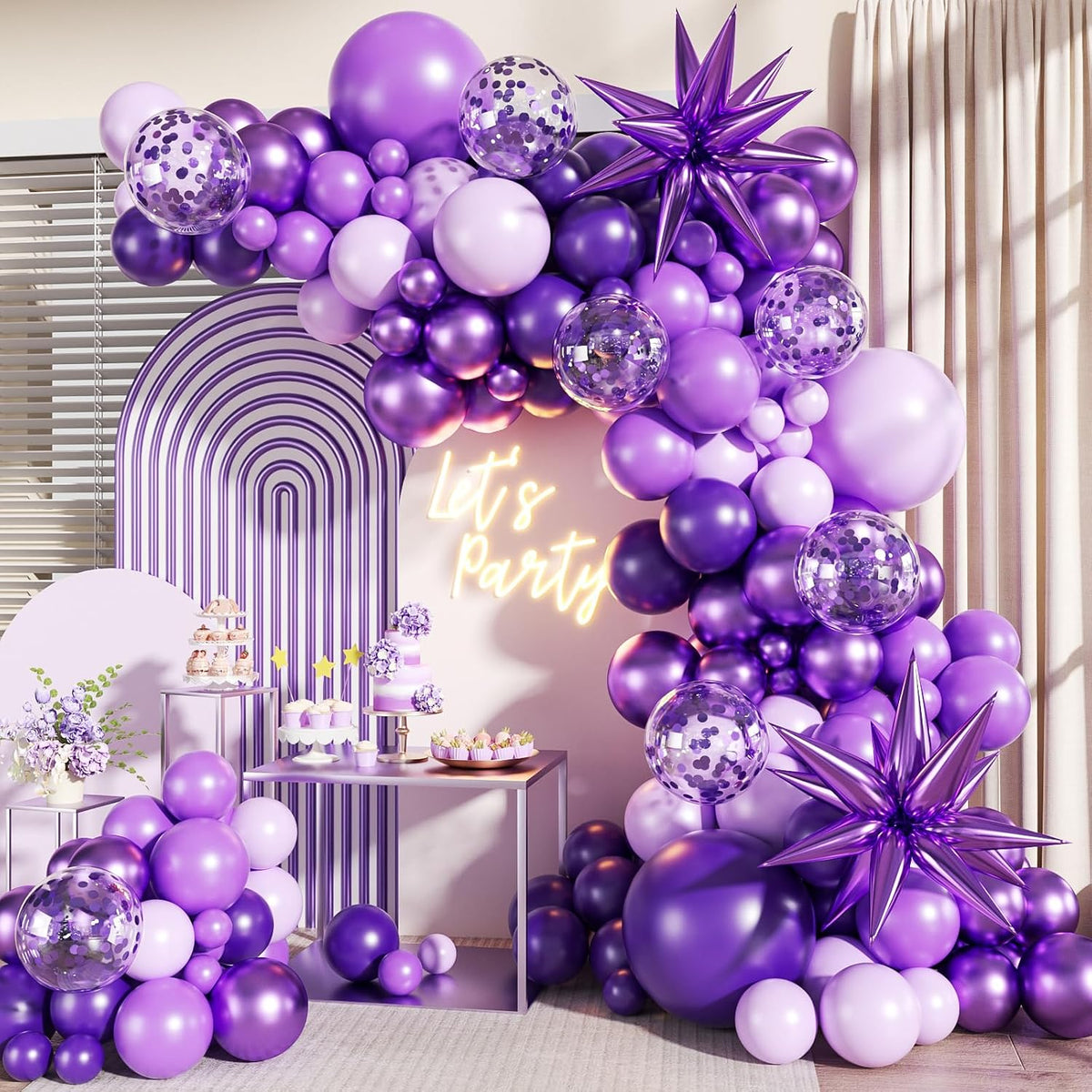 Black Purple Blue Balloon Arch Kit for Birthday Decorations