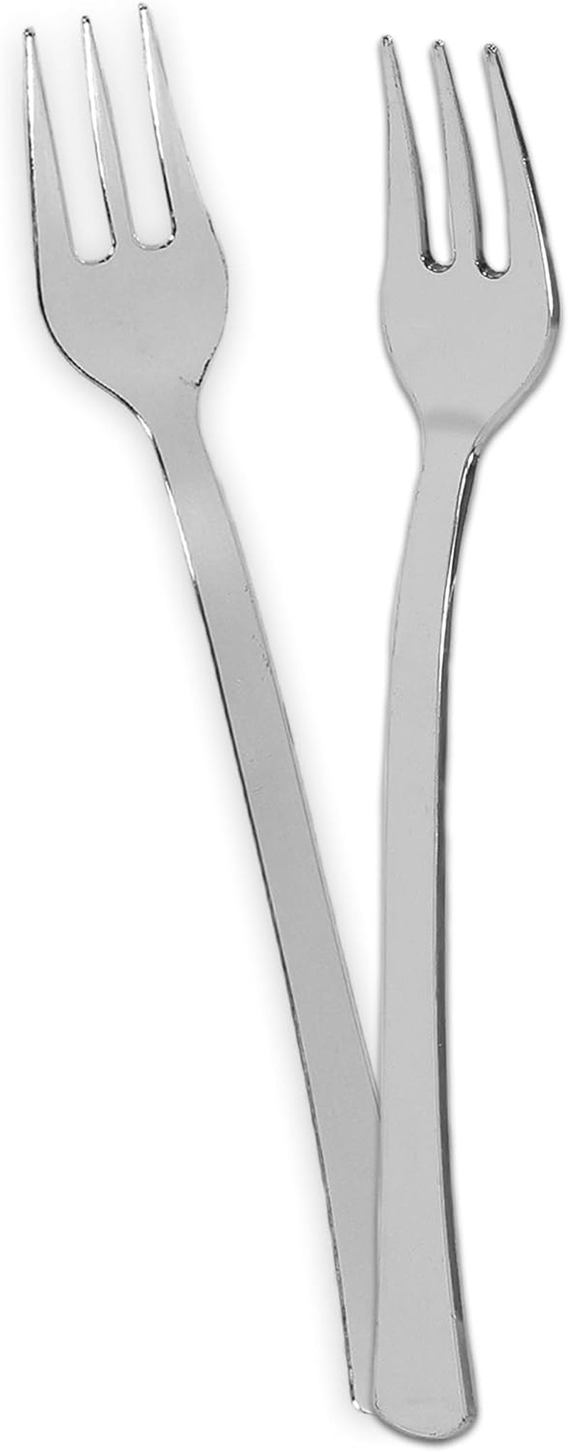 Plastic Mini Appetizer Forks Value Pack - 100 Count Silver Forks for Appetizers, Party Supplies, Weddings, Catering, and More | Disposable Silverware