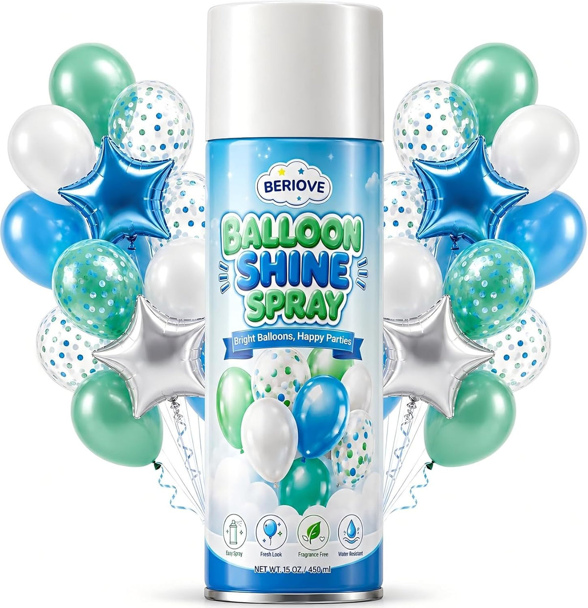 Balloon Shine Spray - 15 Oz Silicone Formula for Parties