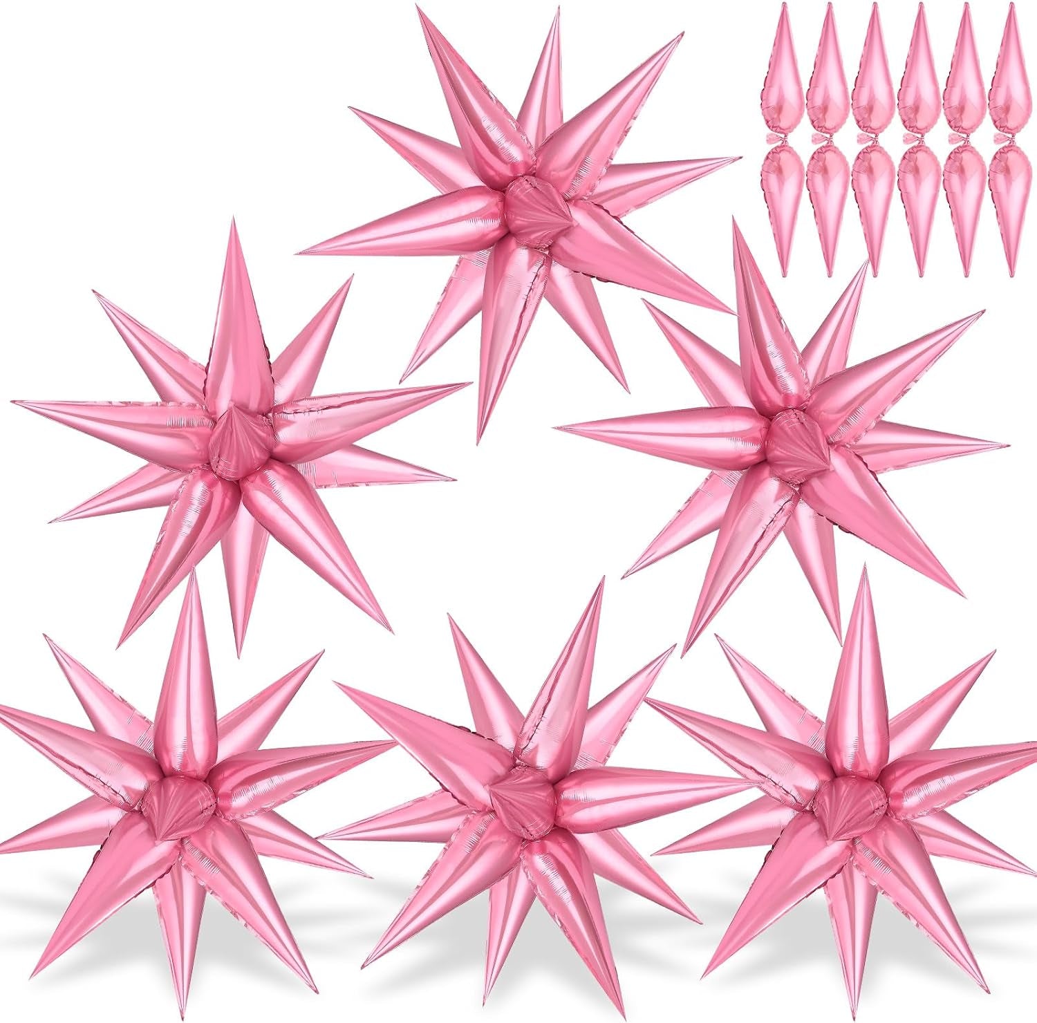 74 PCS Silver Star Balloons, 12 Point Star Foil Mylar Balloons Spike Explosion Cone Balloon for Party Decorations Supplies, Birthday, Wedding, Baby Shower, Graduation Balloon 2025