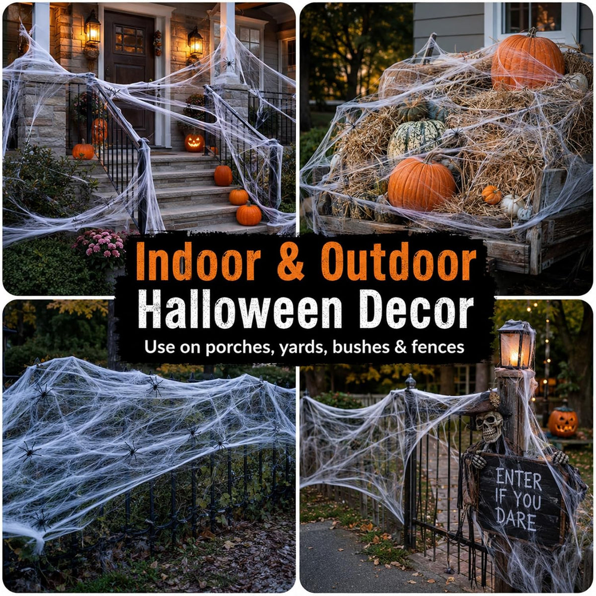 1100 Sqft Halloween Spider Webs - Outdoor Cobwebs with 40 Spiders