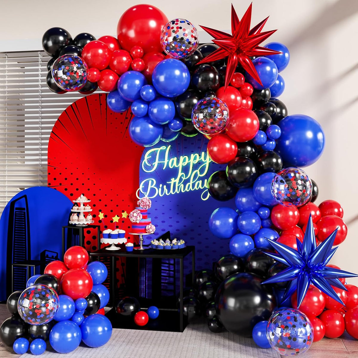 Black Purple Blue Balloon Arch Kit for Birthday Decorations