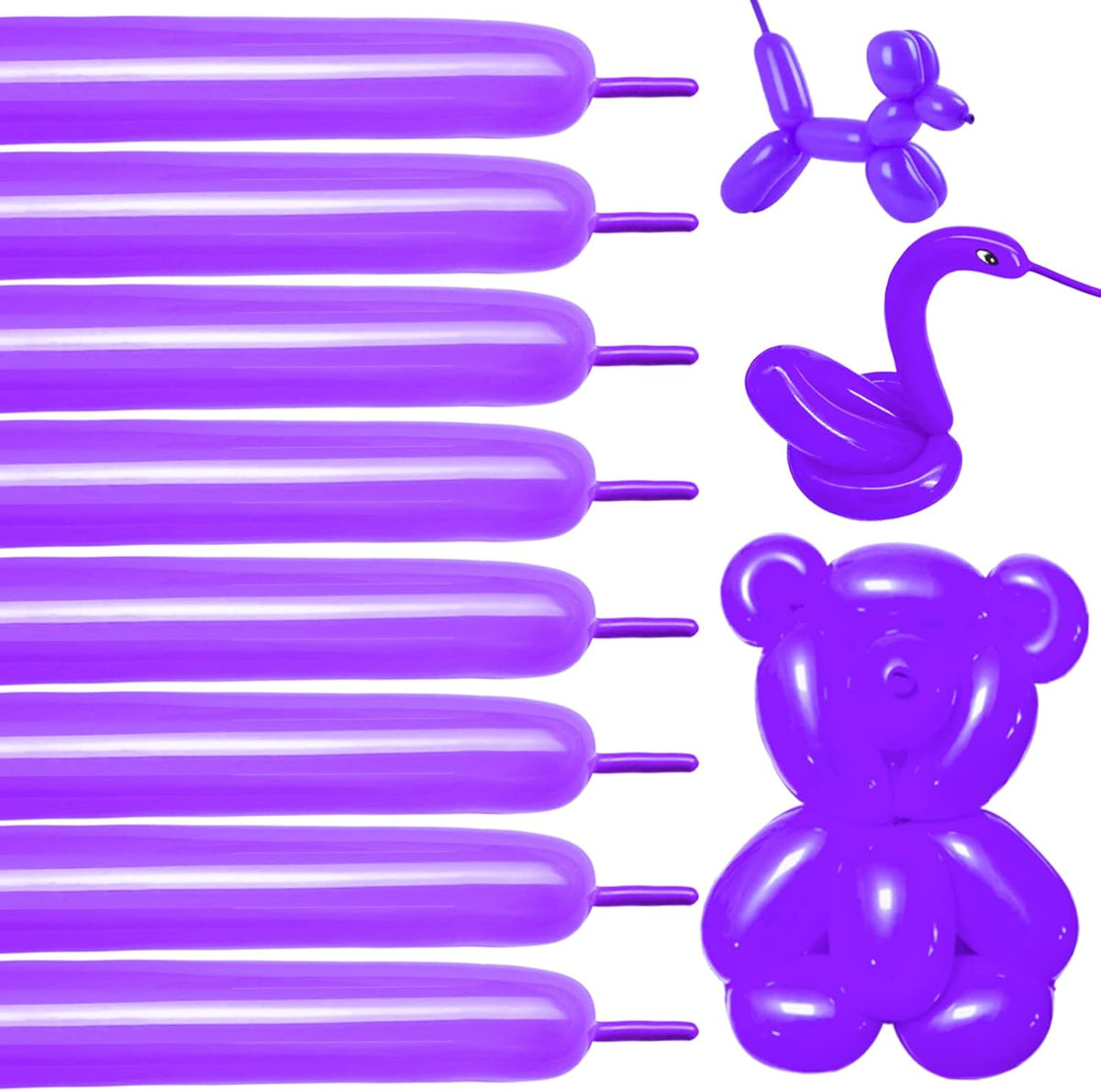 Premium Black 260Q Latex Balloons - 100 Pack for Twisting Animal Models, Ideal for Halloween, Christmas, Weddings, and Birthdays