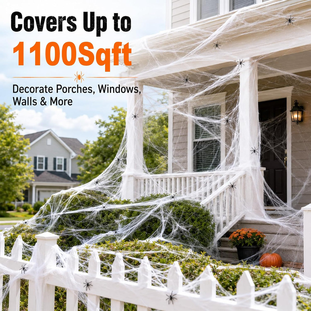 1100 Sqft Halloween Spider Webs - Outdoor Cobwebs with 40 Spiders