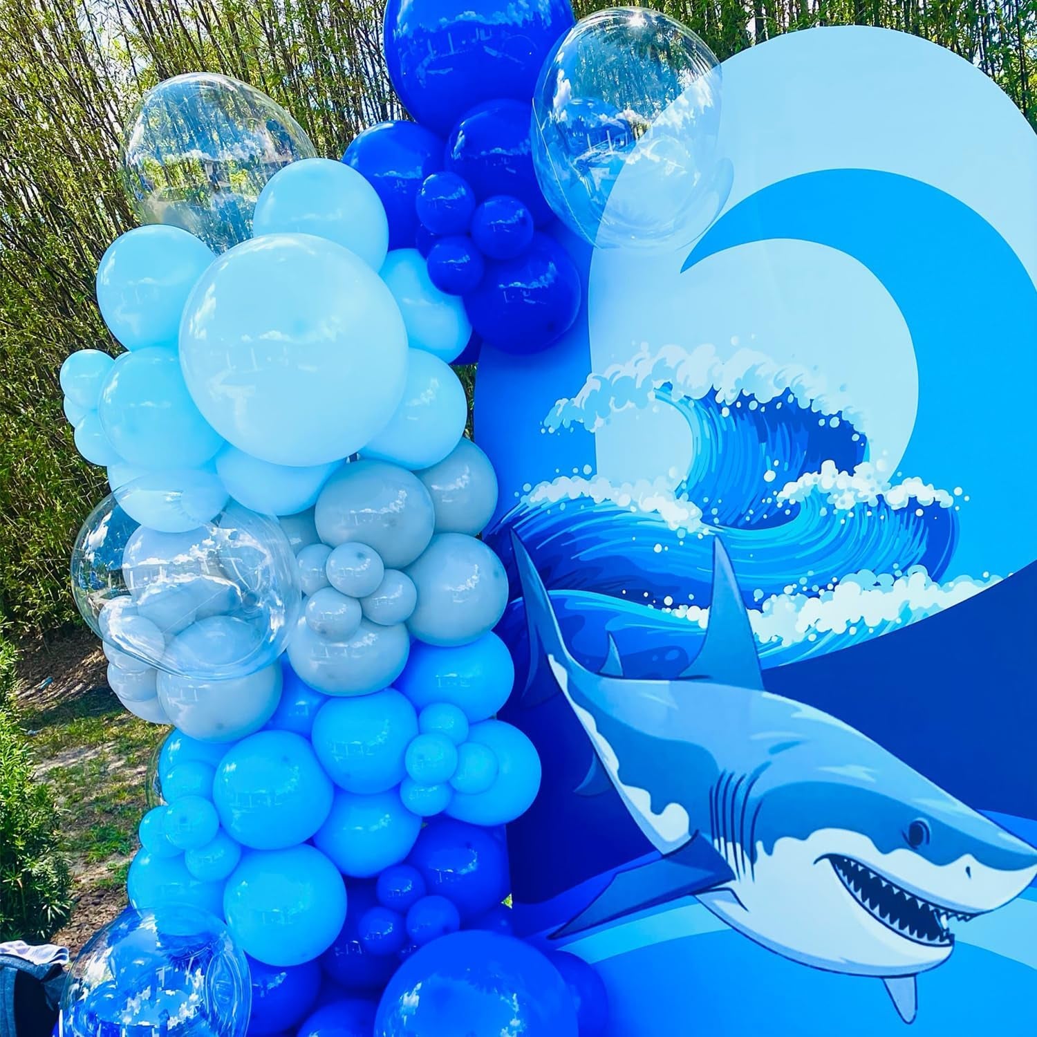 Shark Balloon Arch Kit for Ocean under the Sea Birthday Party Decorations 153Pcs Blue Balloon Garland Kit with Shark Foil Balloons for Kids Boys Shark Week Ocean Animals Theme Baby Shower Supplies