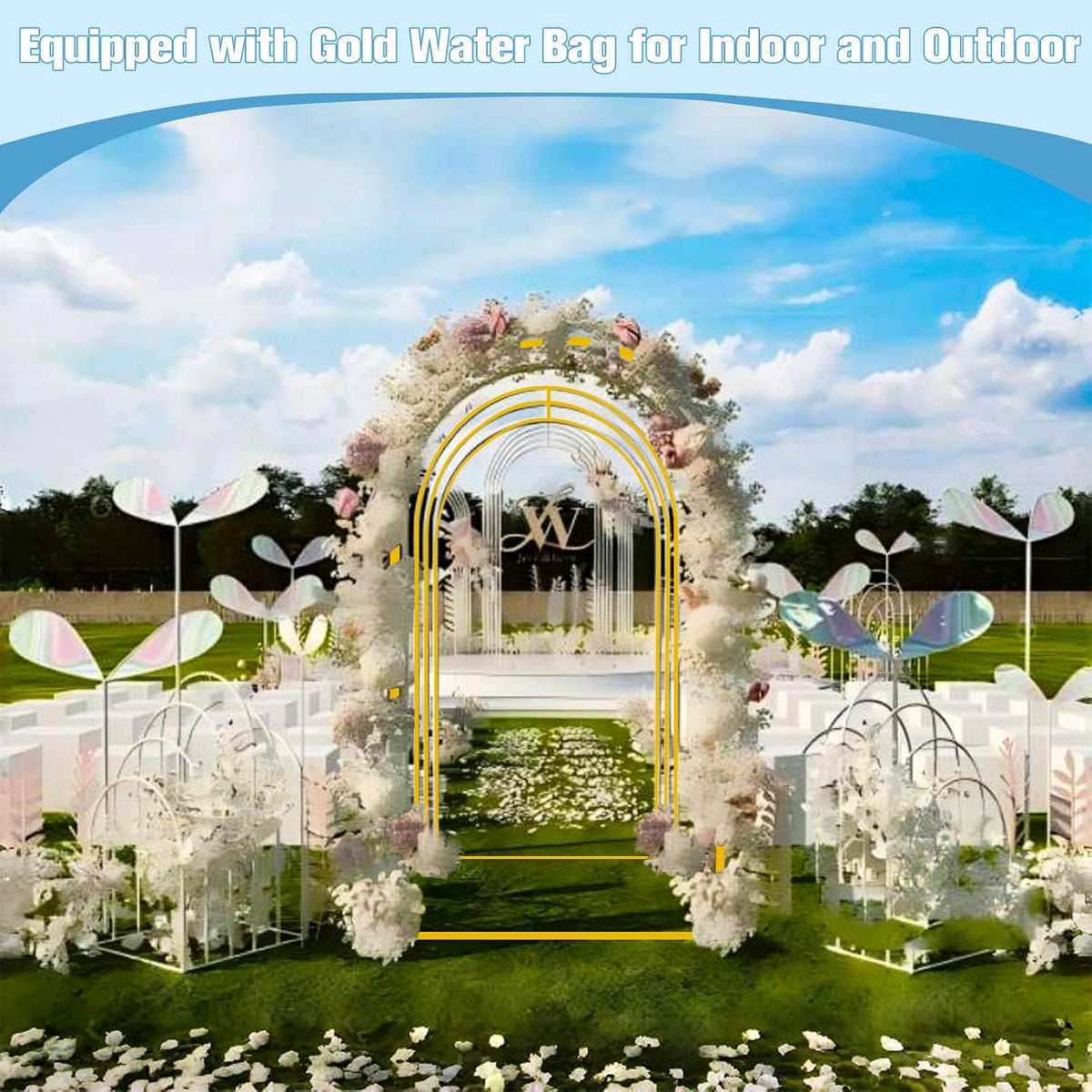 7.2FT and 6.6FT Metal Wedding Arch Backdrop Stand Set for Events, Parties, and Ceremonies