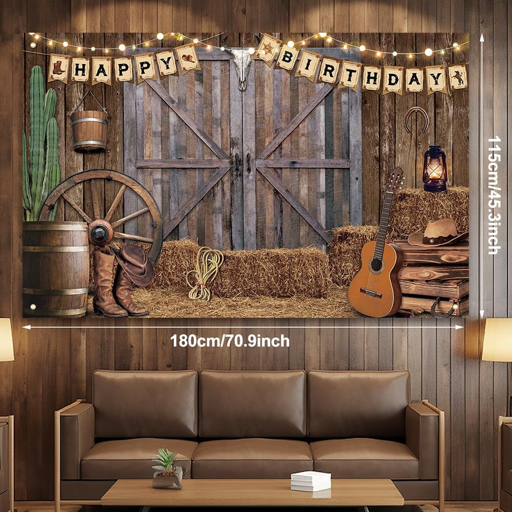 Cowboy Birthday Party Decorations Western Birthday Party Supplies, 65Pcs Cowboy Balloons and 1Pcs Western Birthday Backdrop for Cowboy Rodeo Birthday Party Country Western Baby Shower