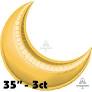 35" Crescent Moon Gold Shape Foil Balloon (3 Pack) #16137