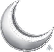 35" Crescent Moon Silver Shape Foil Balloon (3 Pack) #16299