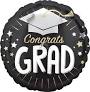 18" Congratulations Grad Black with Silver Cap (5 Pack) #41027