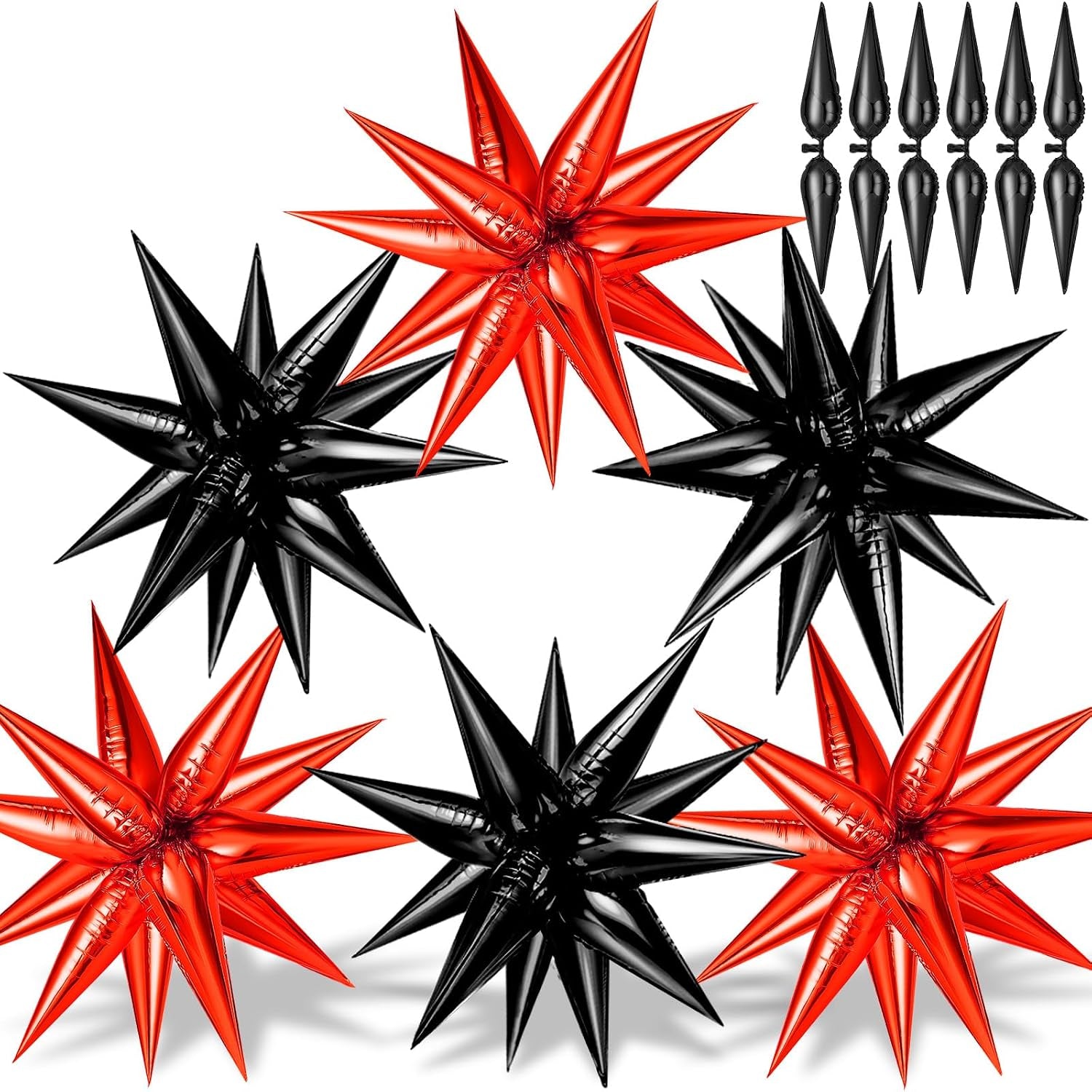 74 PCS Silver Star Balloons, 12 Point Star Foil Mylar Balloons Spike Explosion Cone Balloon for Party Decorations Supplies, Birthday, Wedding, Baby Shower, Graduation Balloon 2025