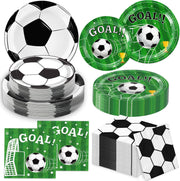 72 Pcs Soccer Plates and Napkins, Soccer Birthday Party Decorations Including Dinner Plates, Dessert Plates and Napkins for Boys Sports Soccer Party Decorations, Serves 24