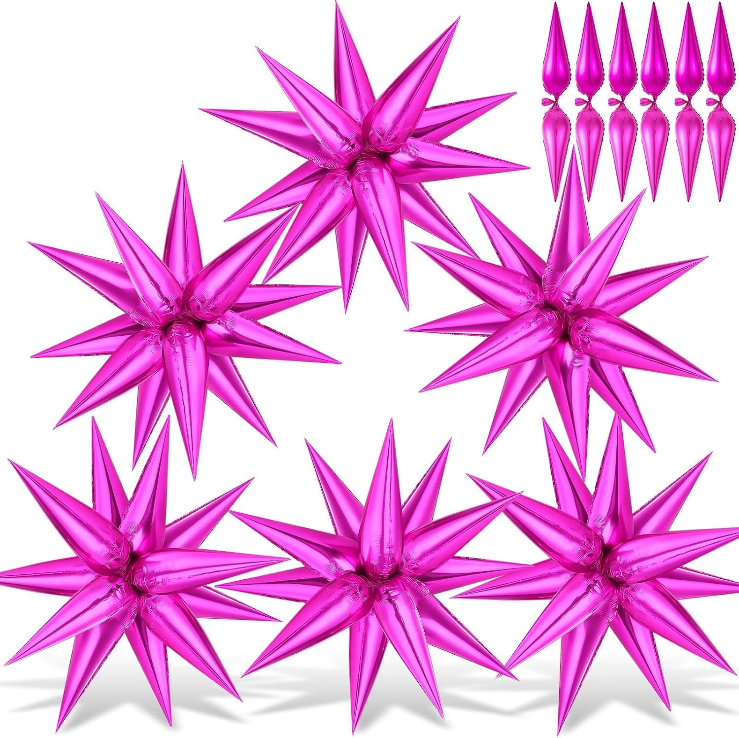 74 PCS Silver Star Balloons, 12 Point Star Foil Mylar Balloons Spike Explosion Cone Balloon for Party Decorations Supplies, Birthday, Wedding, Baby Shower, Graduation Balloon 2025