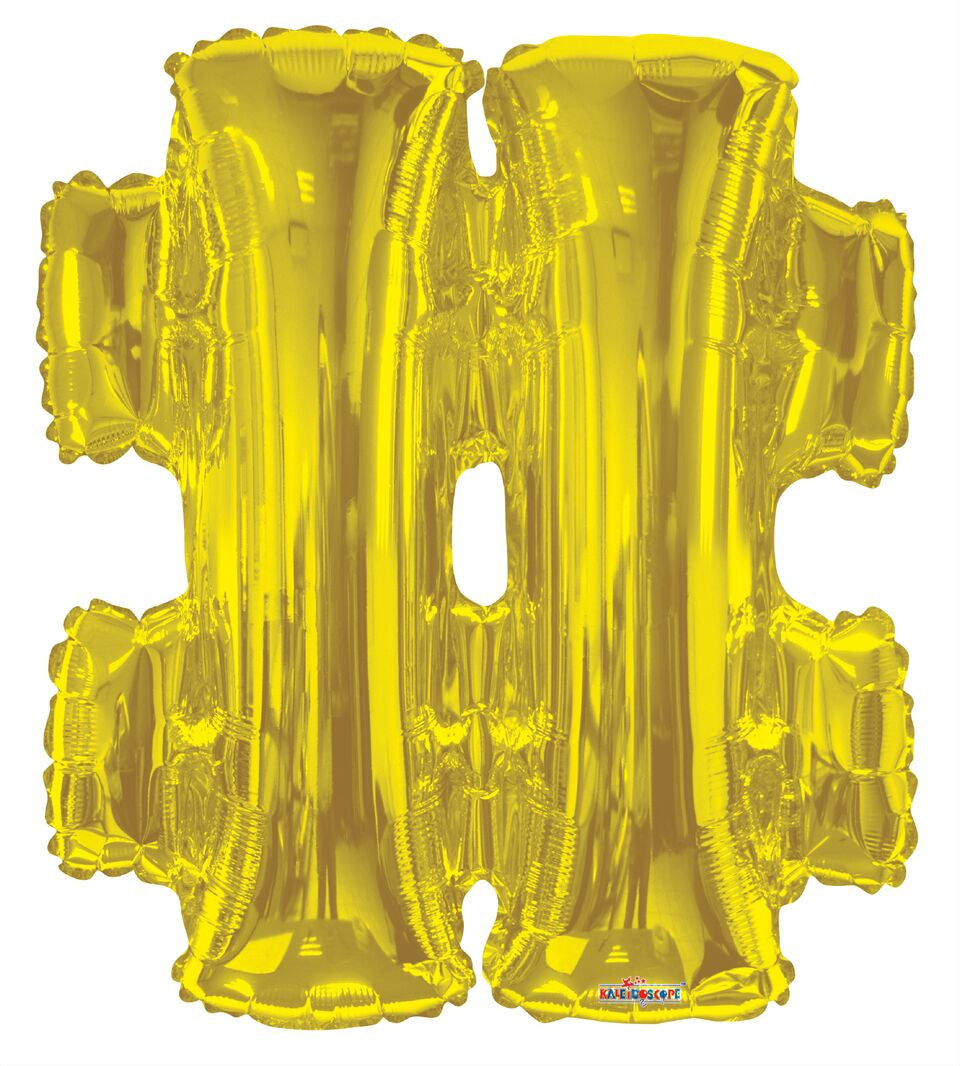 34" Large Gold Hash Tag # Balloon 1ct #15287-34S image 0