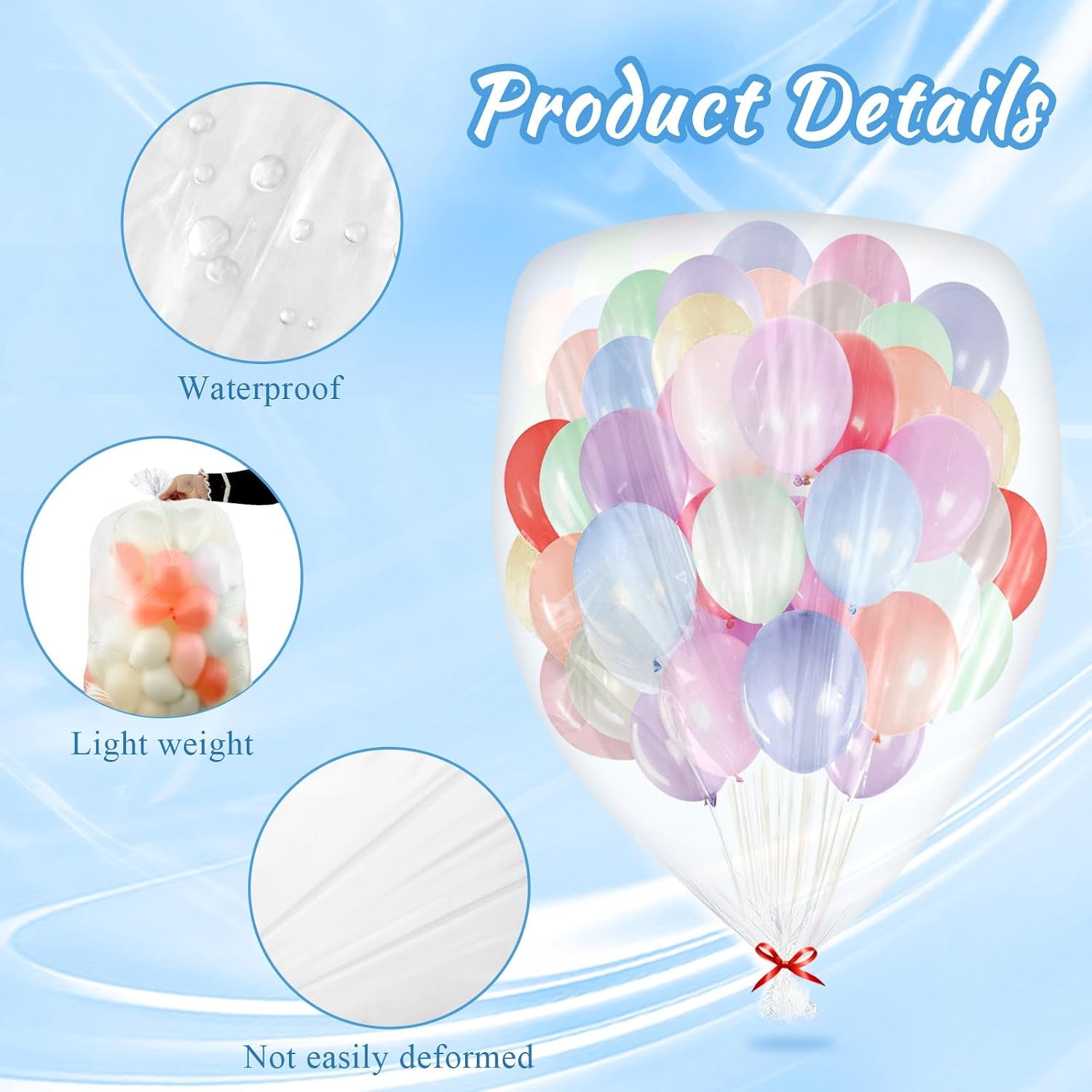 2Pcs 98 X 59 Inch Large Balloon Bags for Transport, Big Plastic Balloon Storage Bag Big Clear Balloon Drop Carrying Bag for Wedding Birthday Baby Showers Celebration Party Supplies