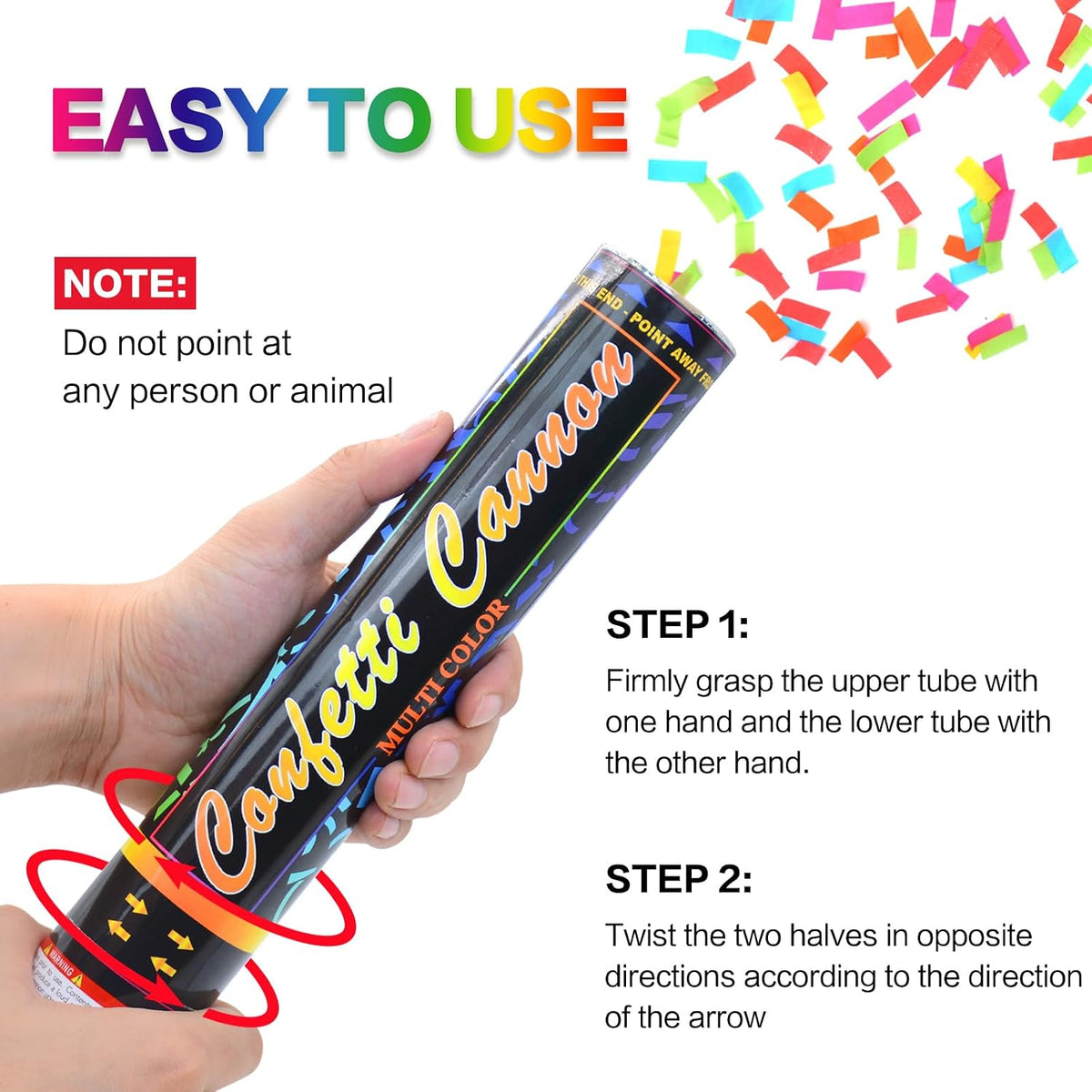 Confetti Cannon 12 Inch Party Poppers 6 Pack Multicolor Confetti Poppers Party Confetti Shooters for Birthday Wedding Graduation New Years Celebration Decorations Twist Confetti Cannons Party
